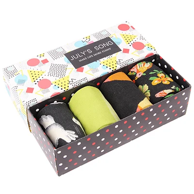 NO BOX 03 JULY'S песня без коробки 4 пары много Happy Socks Для мужчин s смешные носки брендовые хлопковые Для мужчин платье носки креативные носки - Цвет: NO BOX 03