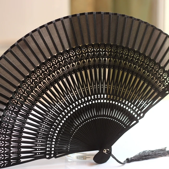 Японский складной веер шелковая танец благородная скульптура тюльпан резьба
