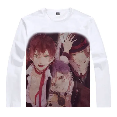 1 Аниме DIABOLIK LOVERS маскарадные костюмы Komori Yui, футболки с длинными рукавами и принтом Sakamaki Kanato, модные футболки Jibril, летние топы - Цвет: 1