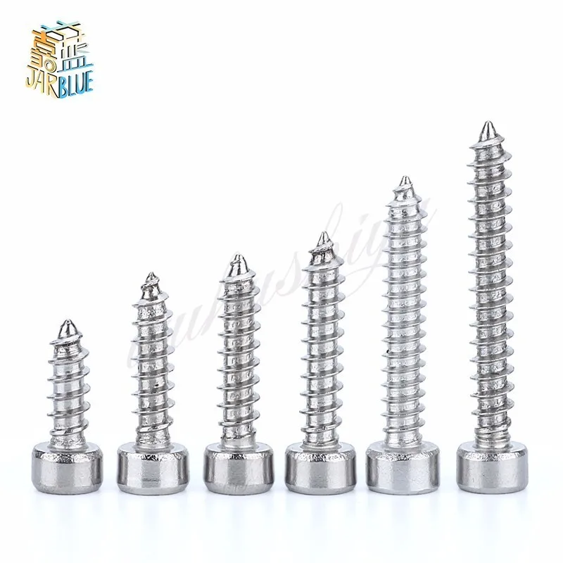 50 шт. M3x6mm/8 мм/10 мм/12 мм 304 Нержавеющая сталь Аллен с шестигранной головкой Кепки самонарезающие винты крепежные болты, гайки Аппаратные средства