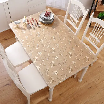 2018 customizable gold champagne table cloth double side useable covers not transparent plastic crystal board 1mm pad mat | Дом и сад