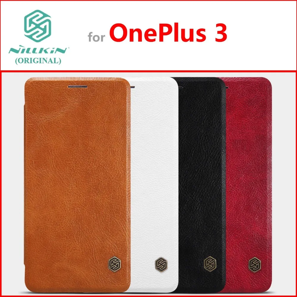 Кожаный чехол NILLKIN для OnePlus 3 оригинальный классический Чехол-книжка серии Qin |