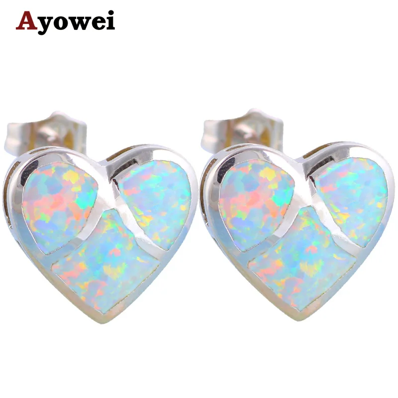 Bijoux женщин Оптовая и розничная Сердце Стиль Белый огненный опал штамп серебряная