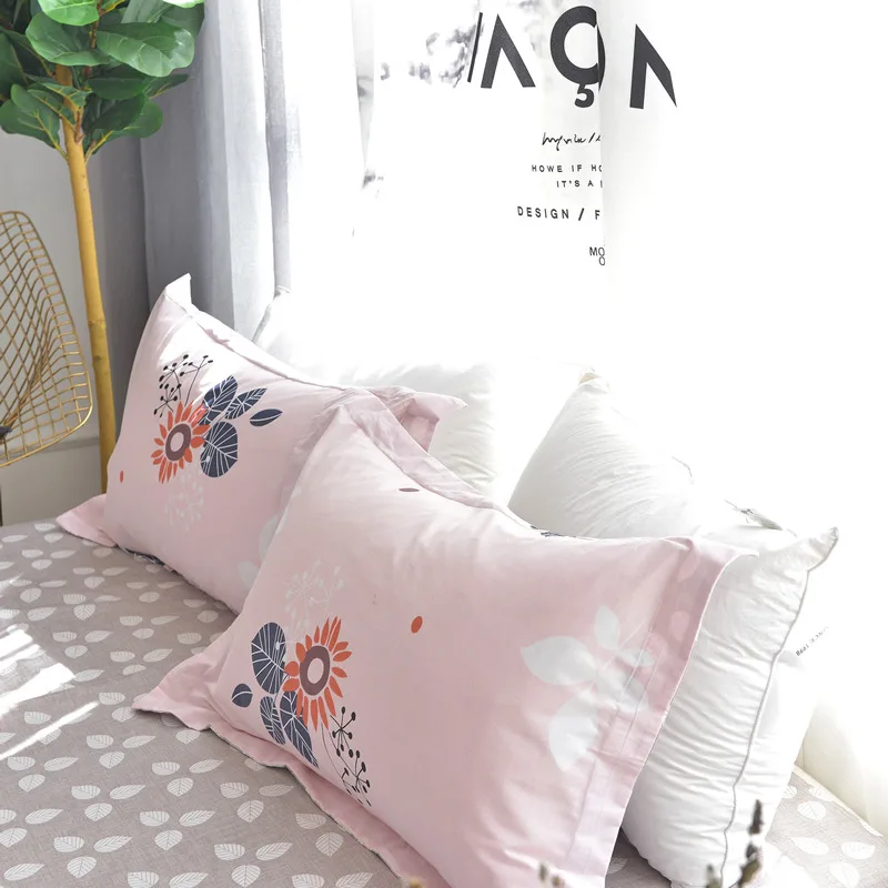 Новый дизайн розовые цветы простыня 100% хлопок наволочка с эластичной лентой