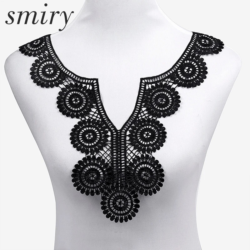 

Smiry Beautiful 1pc Multicolor Embroidery Big Flowers Lace Neckline Fabric, DIY Collar Lace Fabrics for Sewing Supplies Crafts