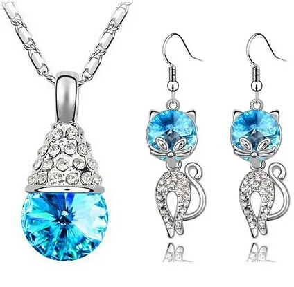 Комплект бижутерии JS S010 комплект из высококачественных сережек в форме кошки не