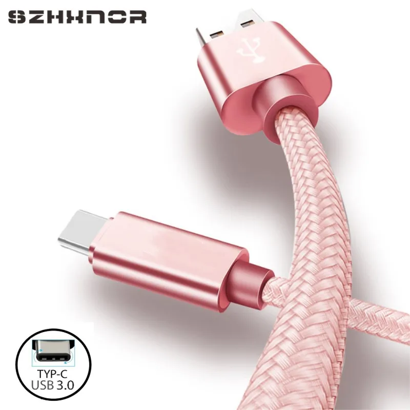 Нейлоновый USB Дата кабель с разъемом типа C usb c 2A более быстрой зарядки для Huawei p10