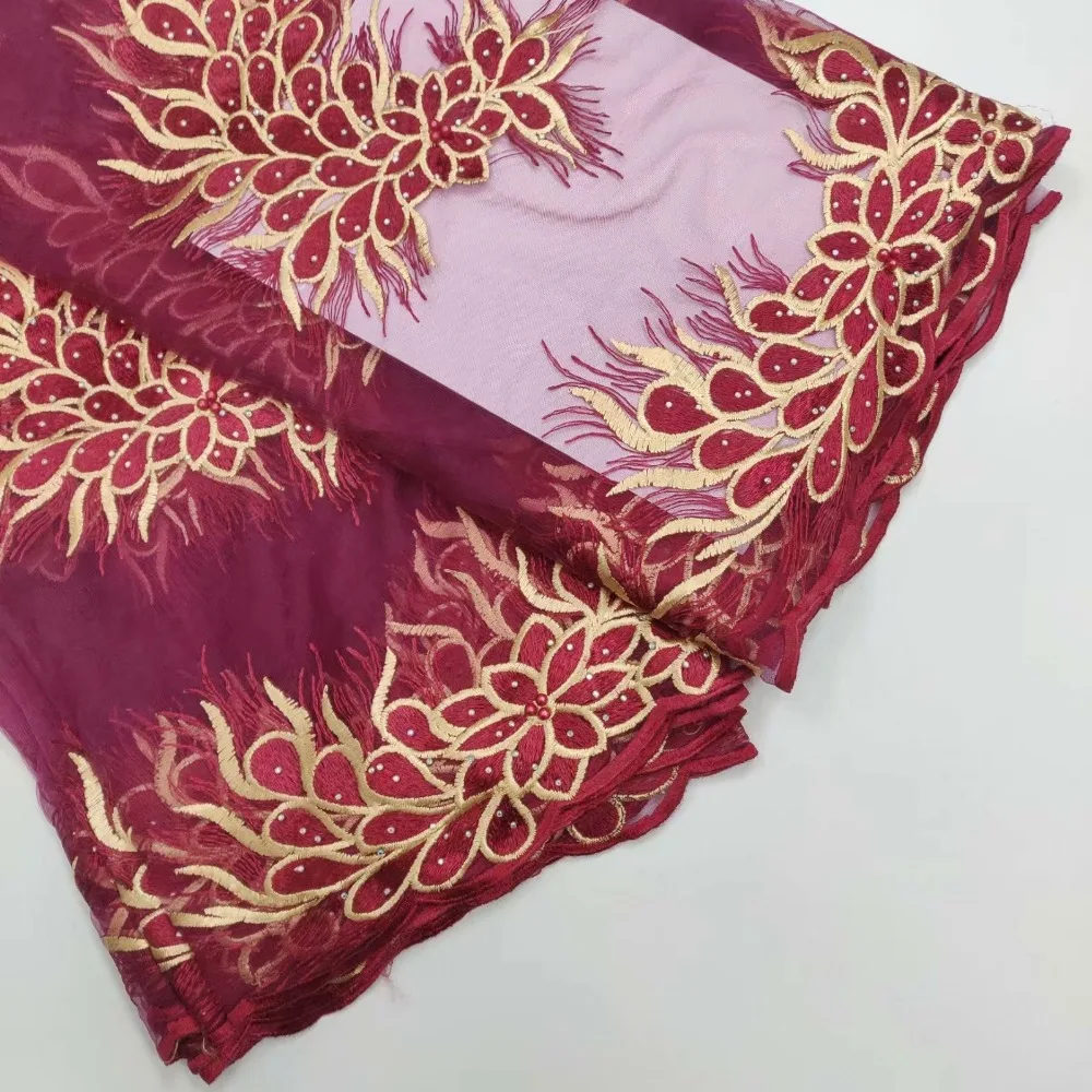 2019 Latest Nigerian Wine Red Laces Fabrics High Quality African Fabric For Wedding Dress French Tulle Lace | Дом и сад