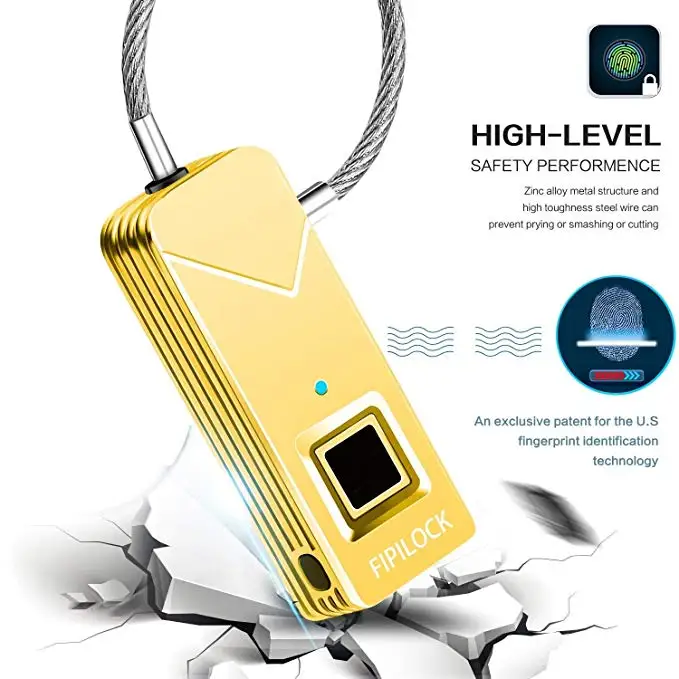 Small Portable Fingerprint Lock Waterproof Biometric Smart Keyless Padlock Anti-theft Safety for Travel Cchool Bag Outdoor |
