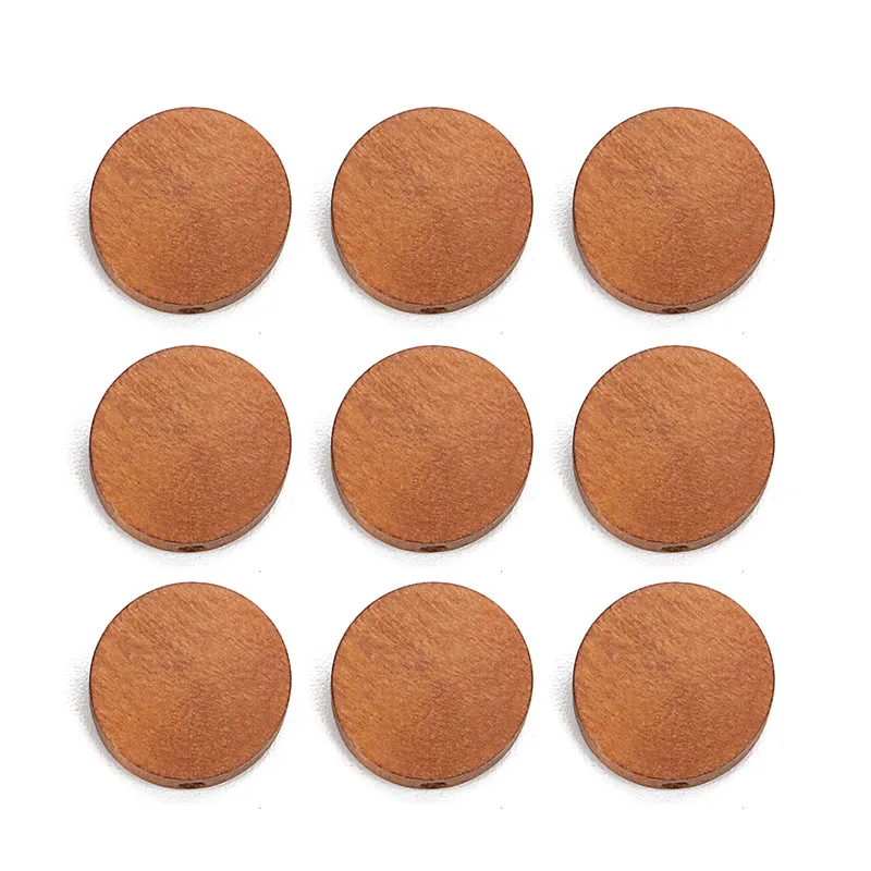 Brown SAUVOO 30 шт 15/20/25/30 мм Диаметр круглые деревянные бусины 2 мм отверстие Houten Kralen бусины из натурального дерева для бижутерии, материал для рукоделия - Цвет: Brown
