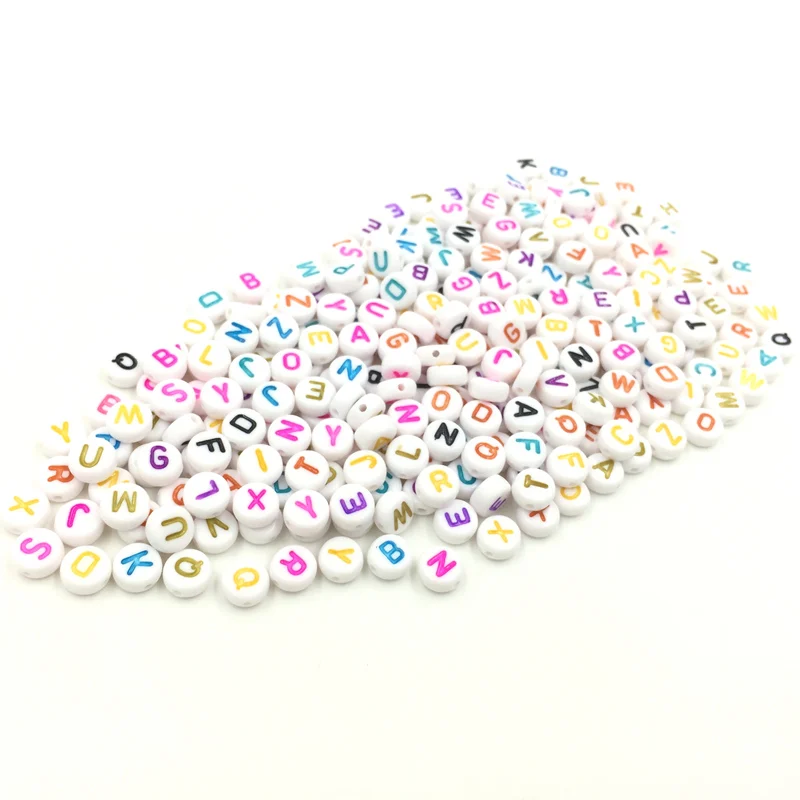 200 шт. акриловые бусины разделители с буквенным алфавитом разноцветные Круглые