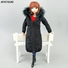 Черная зимняя одежда, длинное пальто для куклы Барби, одежда, платье, парка для куклы 16, куртка для шарнирной куклы 1:6, аксессуары для кукол, детская игрушка