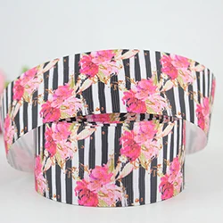 floral ribbon 2 1-1/" дизайн Цветочная набивная лента 38 мм DIY handmadeHair Аксессуары материал свадебный подарок обертка, вечерние украшения - Цвет: floral ribbon 2