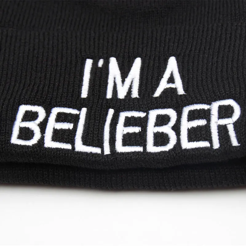 С вышивкой с надписями шляпа Для мужчин шапочки обычный черный Кепки s Wo зимние