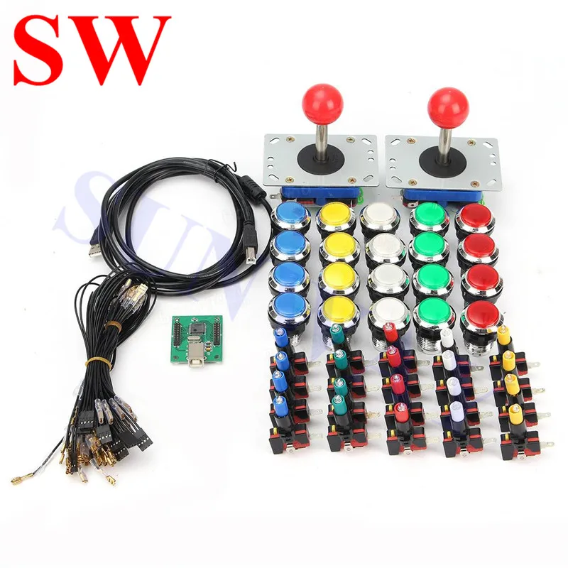 Аркадная игра DIY набор для 2 игроков PC PS/3 в 1 аркаду joystck LED кнопочный интерфейс USB