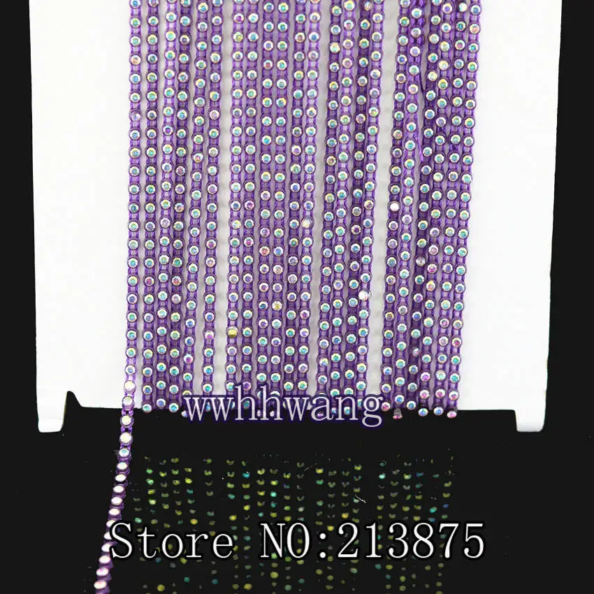 12 dark purple 1 ярд, SS6, 2 мм, класс B, прозрачные AB, стеклянные кристаллы, стразы, окантовка, 15 цветов, отделка пластиковая цепочка, нижняя часть свадебных платьев - Цвет: 12 dark purple