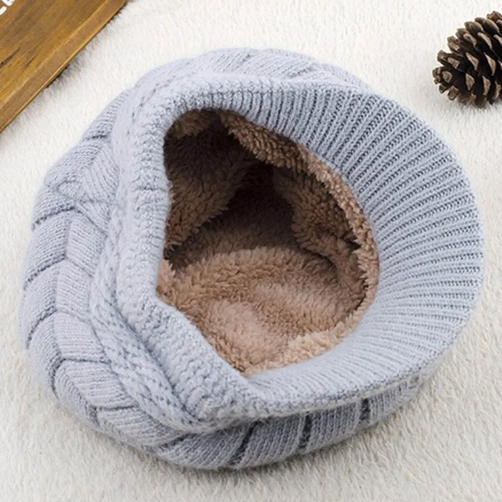 Женская Зимняя Теплая Вязаная Шерстяная Лыжная шапка с козырьком (серый)|Женские