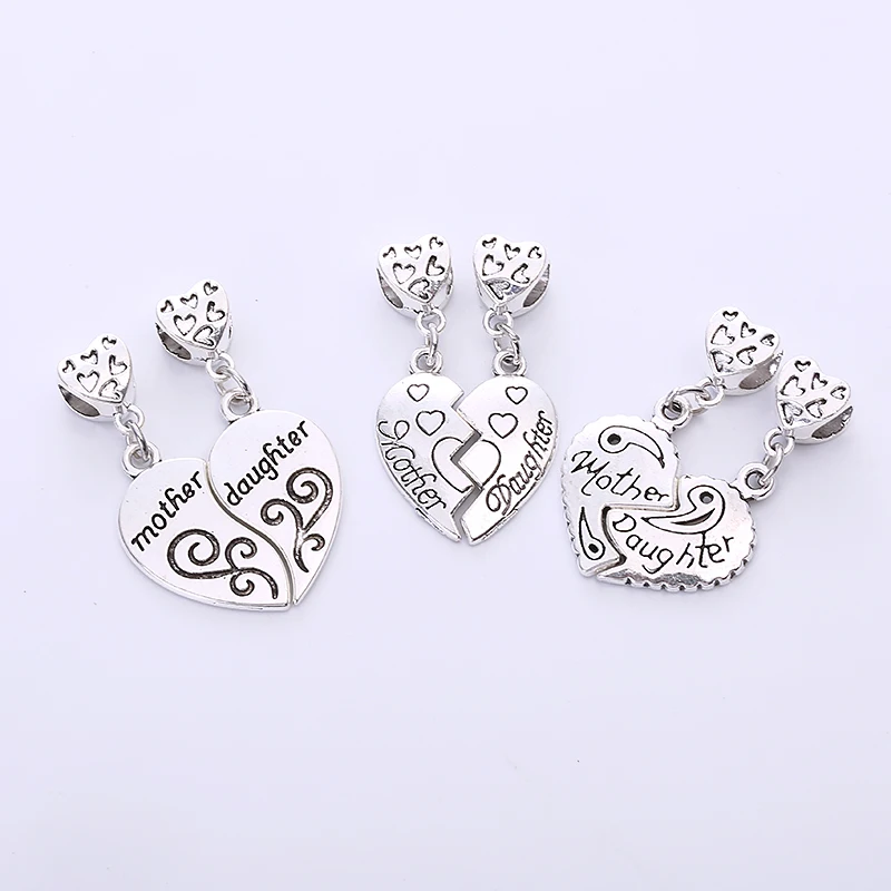 Винтажные серебряные бусины для мамы и дочки амулеты подходят Pandora ручная работа
