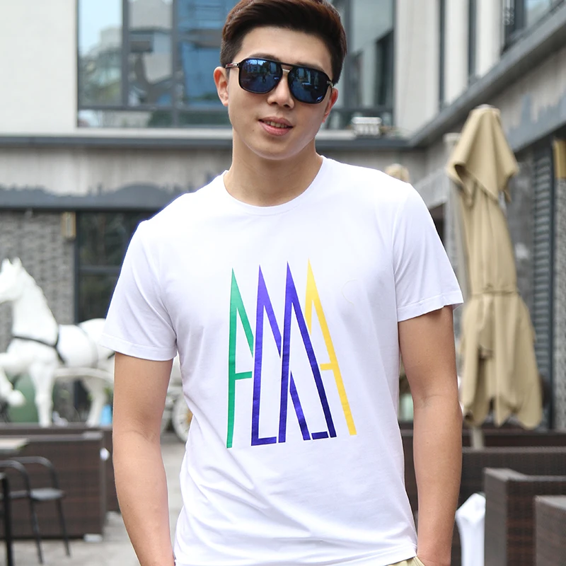 Короткий рукав с Для мужчин футболка Прохладный Смешные Camisa masculina мужской