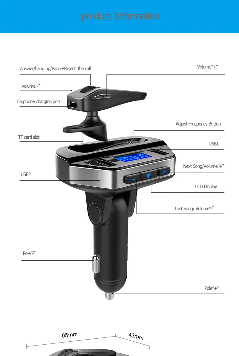 MP3 плеер FM передатчик 3.1A быстрое USB зарядное устройство Bluetooth стерео гарнитура автомобильный комплект U диск ЖК-дисплей