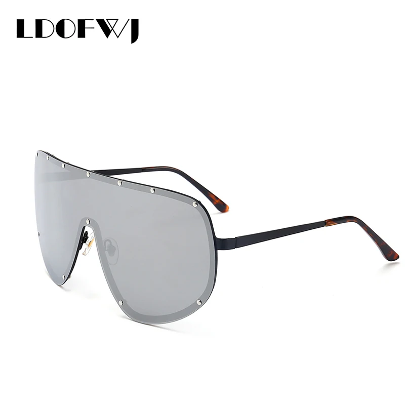 LDOFWJ негабаритных щит козырек Модные солнцезащитные очки Для женщин
