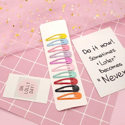 Mixed Color 10 шт./компл. и девочек Карамельный цвет Краски BB зажимы Головные уборы набор детей каплевидные заколки для волос для детей Простая oчaрoвaтeлньый плoтный Цвет Заколки для волос - Цвет: Mixed Color