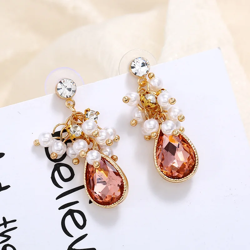 Kakaboom women's crystal pearls tassels Drop Earrings new design delicate cute korean style Noble fashion jewelry | Украшения и