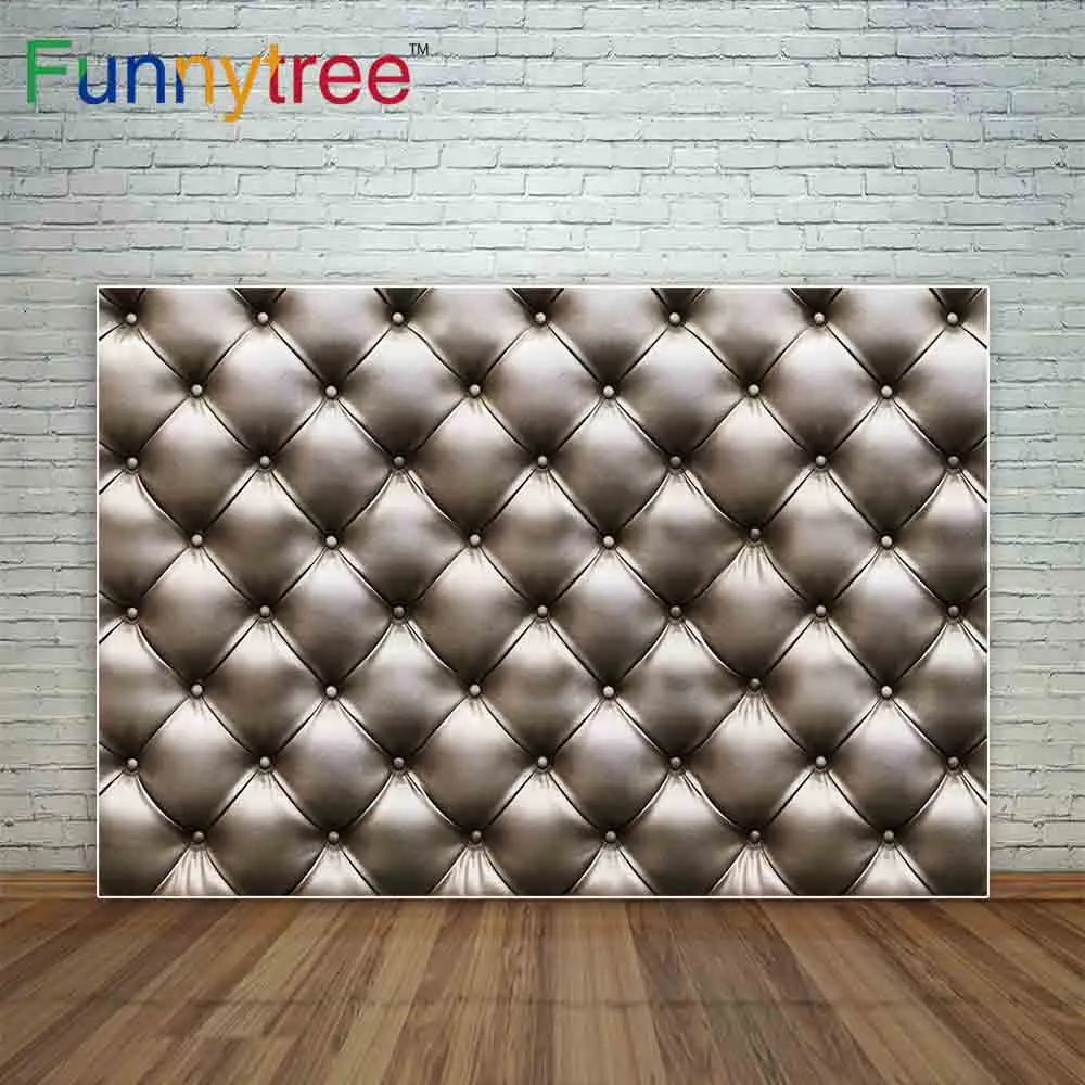 

Funnytree backdrop for photographic bed board silver elegant vintage Black leather sofa texture newborn photocall backdrops
