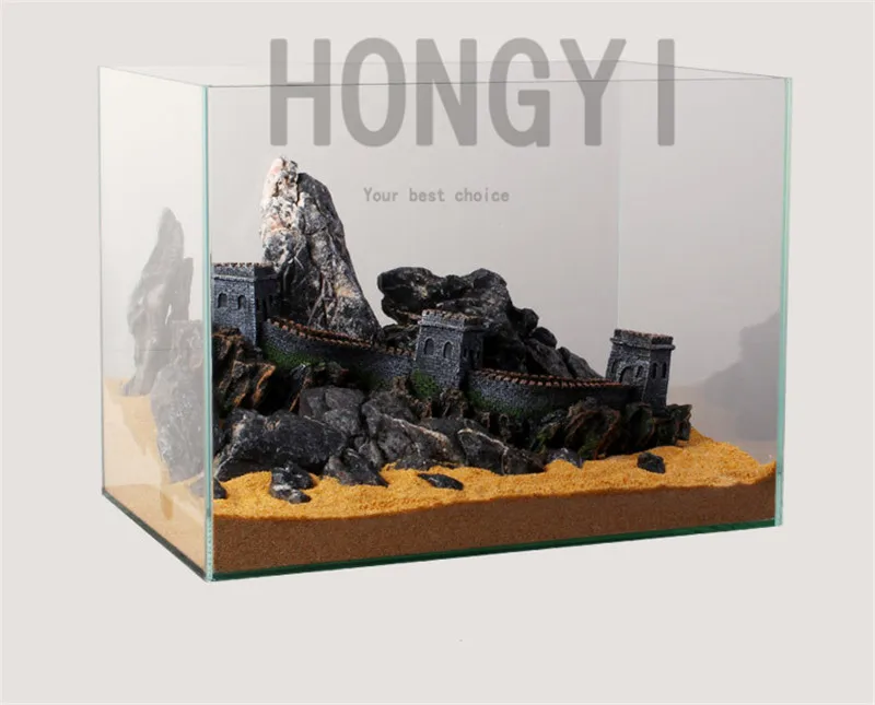 HONGYI, 1 шт., украшение для аквариума, ландшафтный дизайн, Великая стена, скала, китайский стиль, украшение для рукоделия, размеры S, L