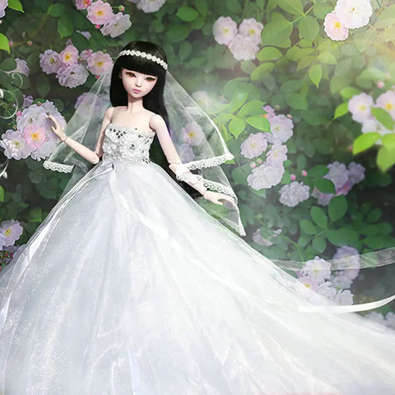 60 см длинное платье для свадьбы куклы невесты ручной работы 1/3 Bjd кукла для девочки полный набор шарнирная кукла игрушки для девочек подарок на свадьбу подарок на день рождения - Цвет: Angel