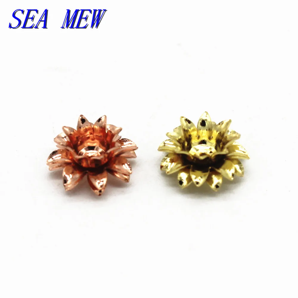 SEA MEW 11mm*5mm 6 Colors Copper Filigree Flowers Base Connector Bead Cap Charms Setting For Jewelry Making Components 100PCS | Украшения и