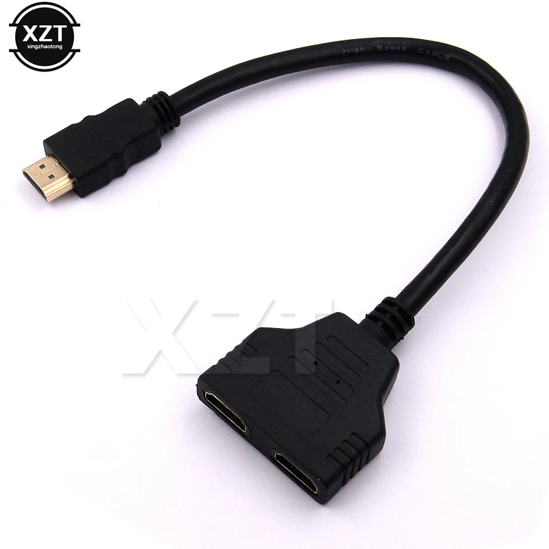 Новинка 1080P 1 шт. штекер на двойной HDMI-совместимый 2 гнездовой Кабель разветвитель