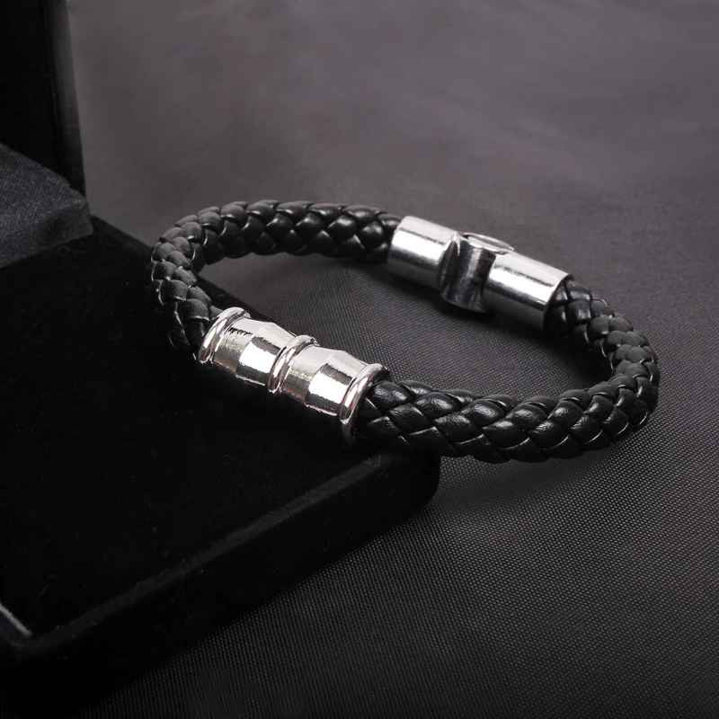 Handmade Round Snake Woven Leather Bracelet Men Stainless Steel Watch Accessories perle armbanden voor vrouwen pulseras | Украшения и