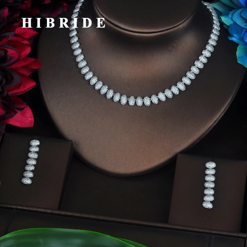 HIBRIDE новый роскошный полный кубический цирконий паве набор ювелирных изделий для