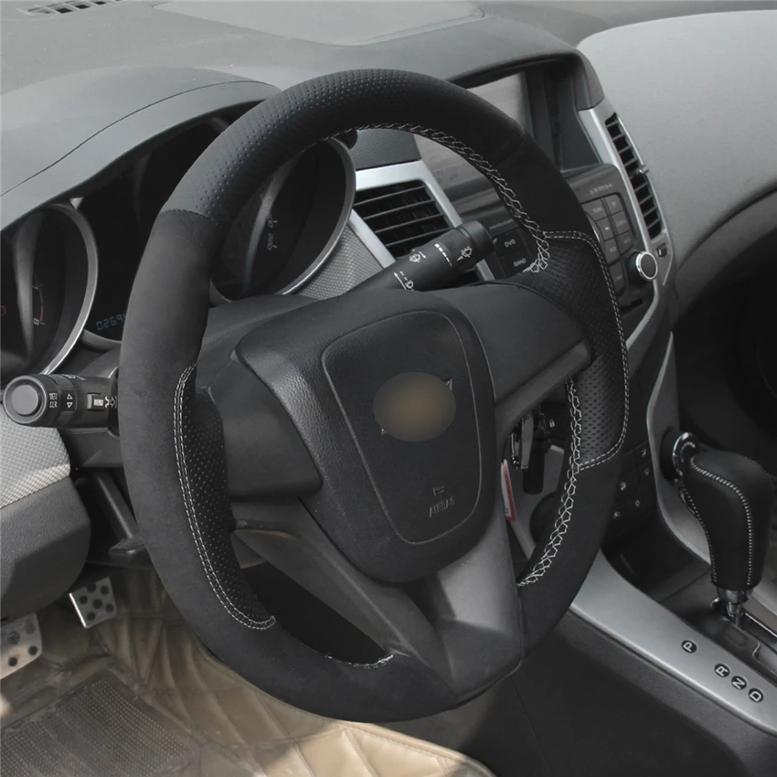 MEWANT комфортный чехол на руль из замши черного и красного цвета для Chevrolet Cruze Aveo