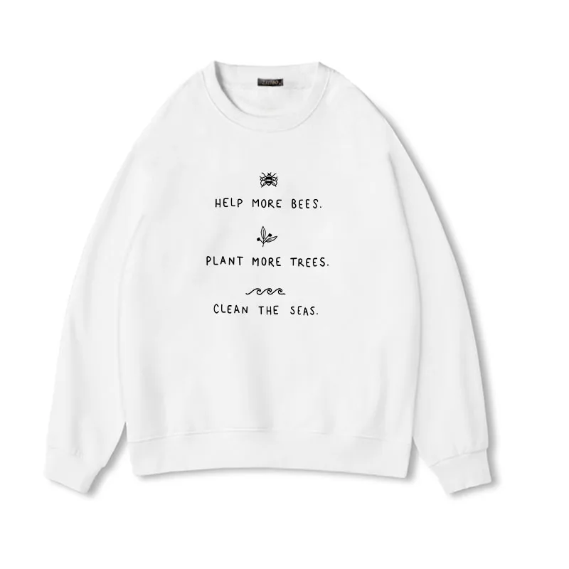 Помощь больше пчел женские толстовки уличная Harajuku толстовки Save Our Seas Rave фестиваль Пуловеры Повседневная одежда с круглым вырезом