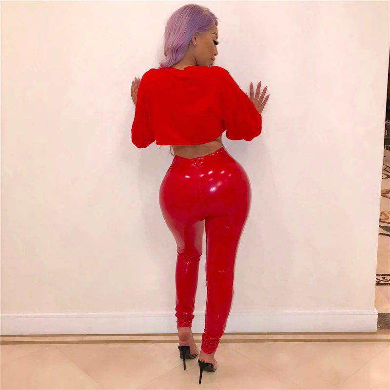 Adogirl, теплые флисовые плотные штаны из искусственной кожи, однотонные, очень эластичные, средняя талия, удобные, узкие брюки, женские брюки, лучшие подарки