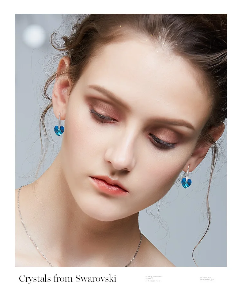 Женские серьги Warme Farben с кристаллами Swarovski, S925, серебристые, синие, в форме сердца, серьги-капли, хорошее ювелирное изделие, вечерние серьги