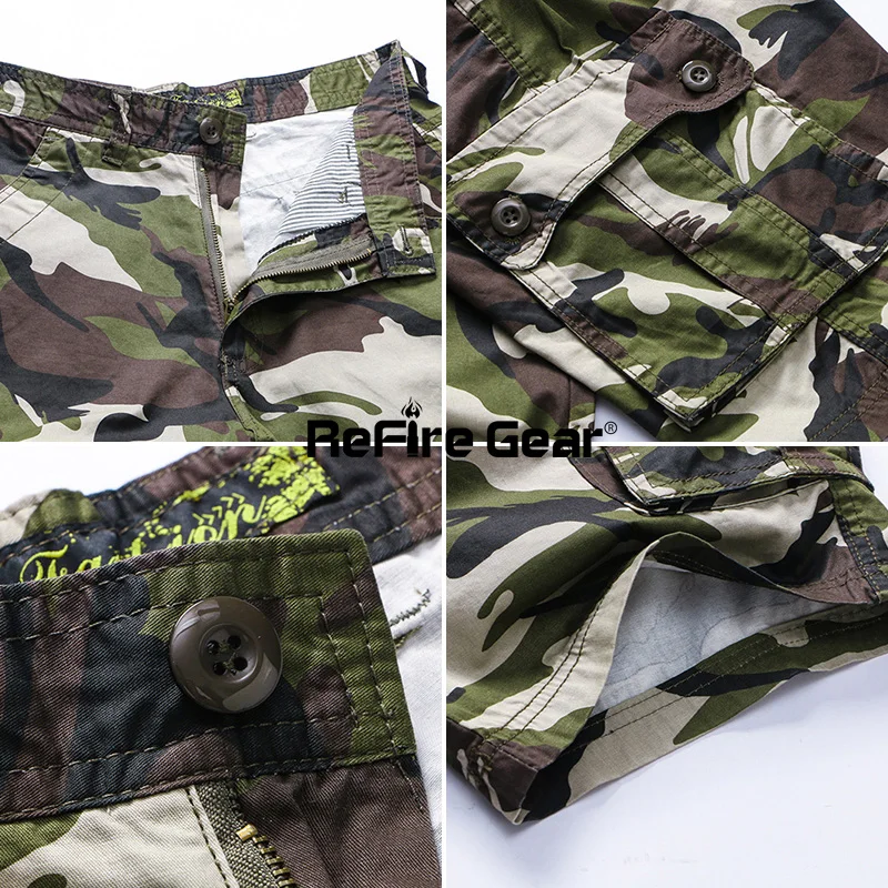 Камуфляжные армейские тактические шорты ReFire Gear мужские военные с множеством