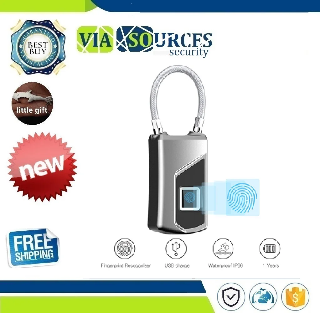 Умный замок отпечатков пальцев светодиодный безопасный usb зарядка