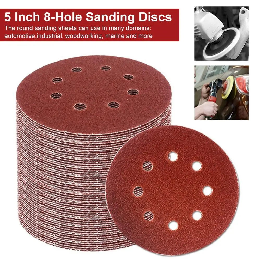 

Diameter 12.5 cm 8-Hole Sanding Discs 60PCS 40 60 80 100 180 240 Grit Sandpaper Assorted Pack Random Orbital Sander Hook