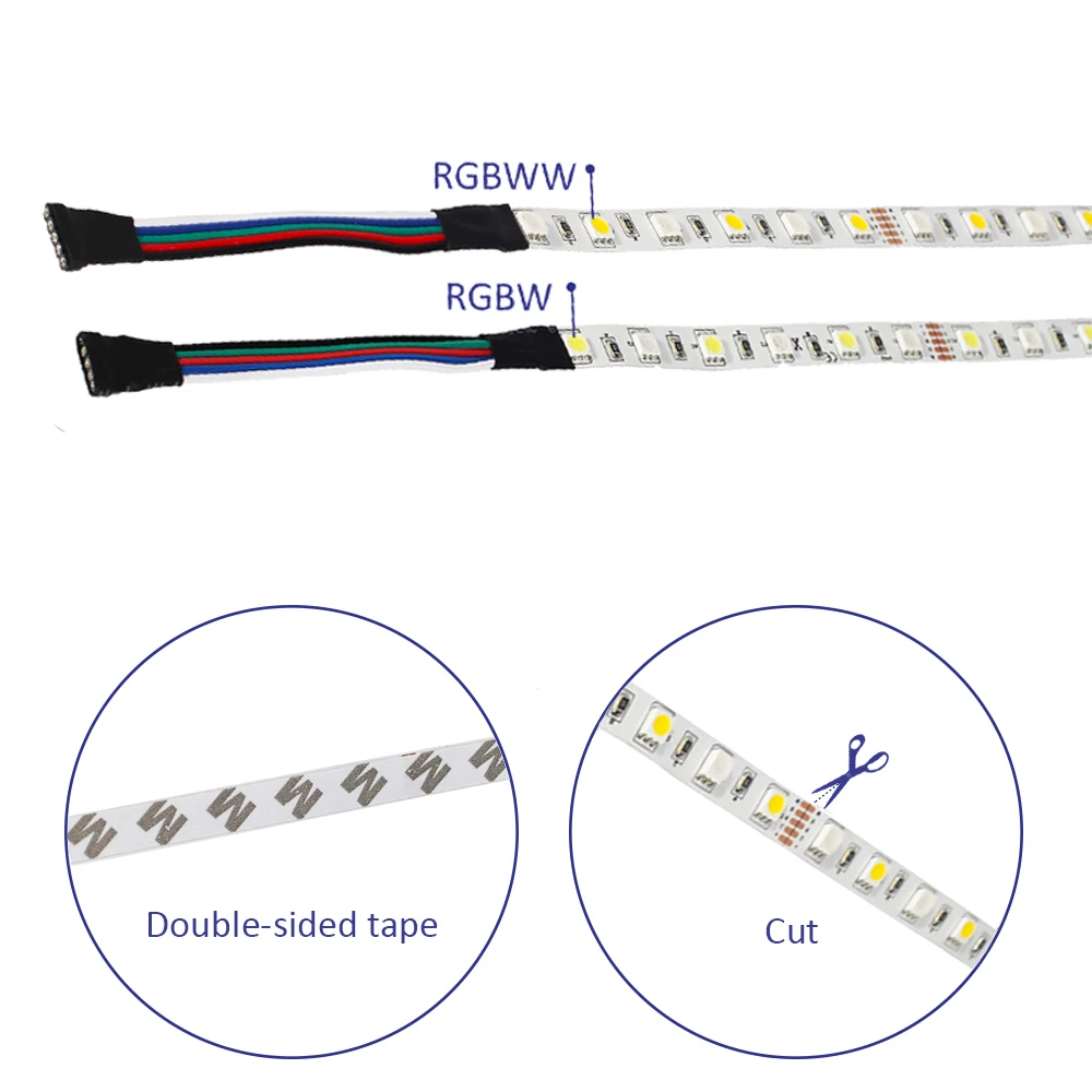 RGBWW LED Strip 1set SMD5050 Light 5M 300LEDs IP20/IP65 Waterproof with DC12V 3A EU/US Adapter+2.4G RF wireless controll | Лампы и