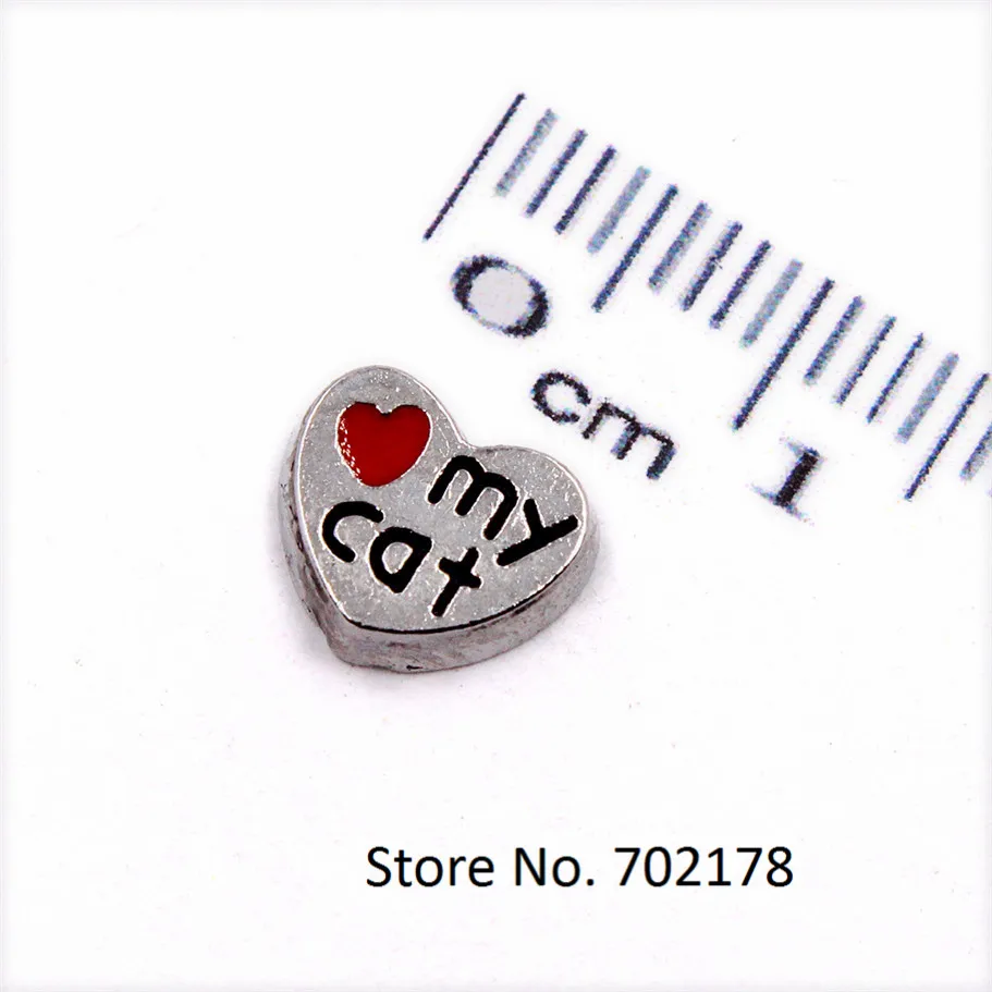 Love my cat FC037 wholesales10pcs floating locket glass charm fit living as families friend gift | Украшения и аксессуары