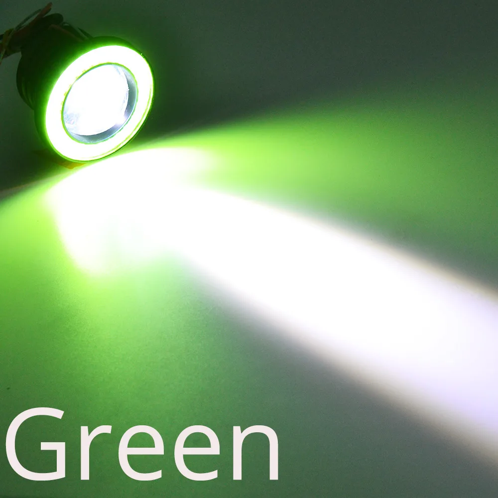 Green 1 комплект, 3,5, 3,0, 2,5 дюйма, COB, ангельские глазки, противотуманный светильник s, светодиодные линзы, автомобильный головной светильник, универсальная лампа для дневного времени, светильник для бега, 89 мм, 76 мм, 64 мм - Цвет: Green