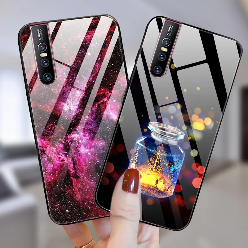 Чехол из закаленного стекла для Coque VIVO V15 Pro, чехол V 15, мягкий бампер, 3D Рисунок кошки, чехол для VIVO V15 Pro V15Pro V 15, чехол для телефона