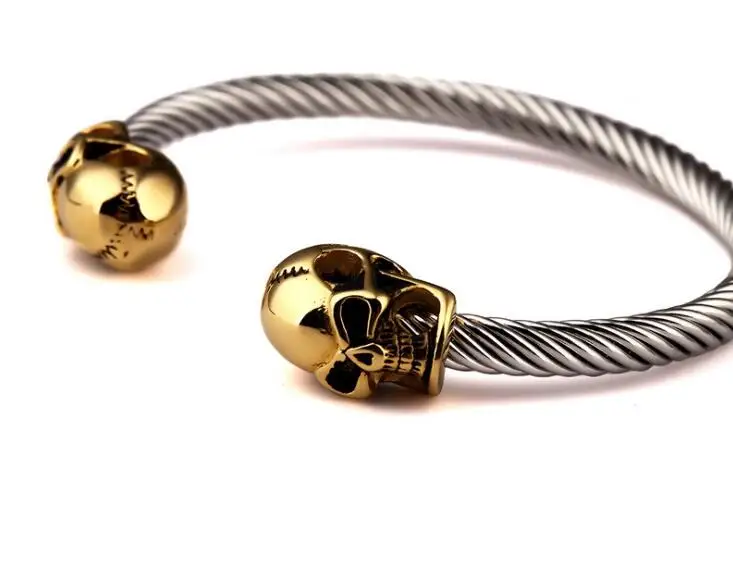 10 шт./лот браслет из титановой стали мужской античный с черепом в стиле панк-рок