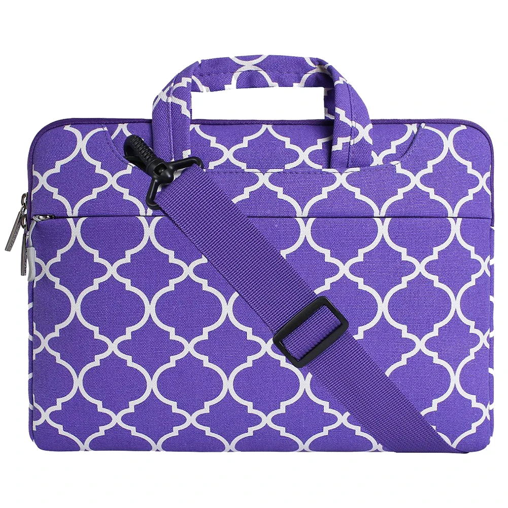 Men Women Rectangle Laptop Briefcase Business Handbags Travel Geometric Pattern Gift Shoulder Bag Storage Cover Carrying Canvas - Цвет: Фиолетовый