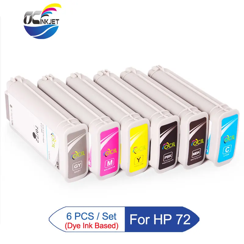 Ocinkjet 6 шт. для HP 72 чернильный картридж с чернилами T610 T620 T770 T790 T1100 T1120 T1200 T1300 принтер