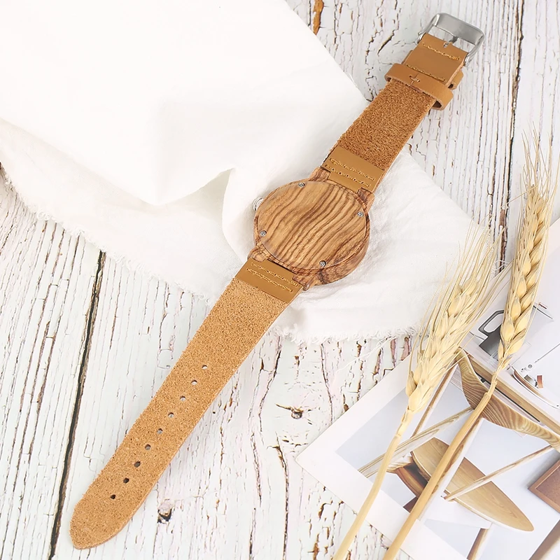 Часы наручные мужские кварцевые круглые минималистичные простые деревянные с