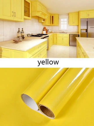 Цвет: желтый Waterproof PVC Wall Sticker Vinyl Self Adhesive Wallpaper Kids Room Wardrobe Cabinet Furniture Renovation Door Wall Stickers - Цвет: Цвет: желтый